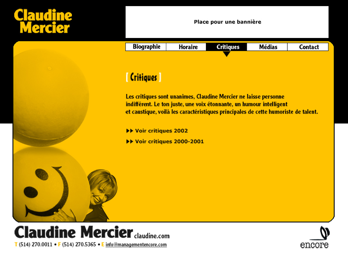 Claudine Mercier site Web 2002